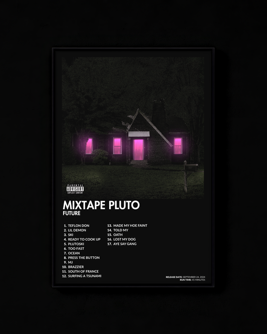 MIXTAPE PLUTO poster by Future — black colorway, black-and-white album art print