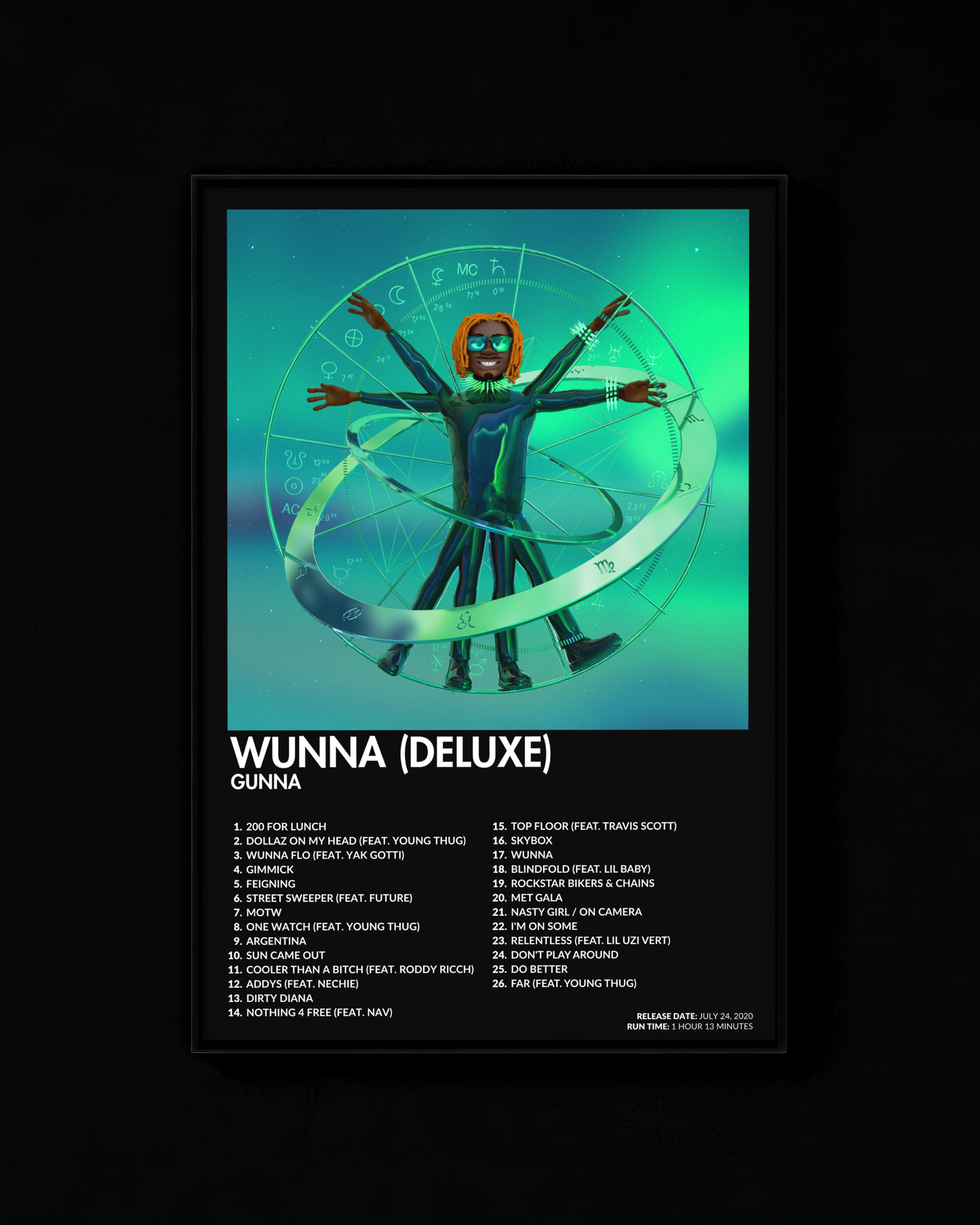 WUNNA (Deluxe) poster by Gunna — black colorway, black-and-white album art print